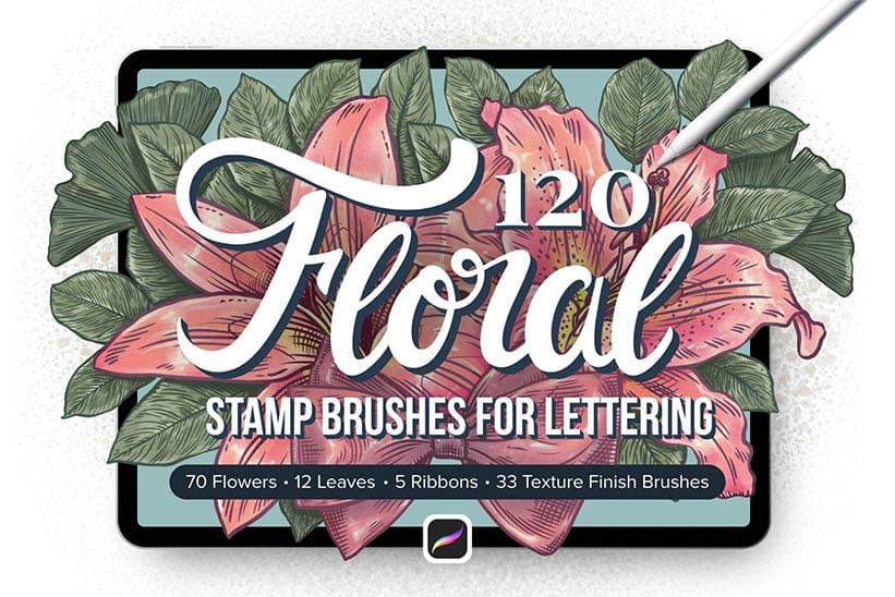 120 Floral Stamp Brushes for Procreate