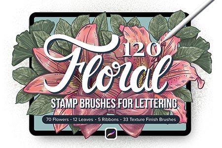 120 Floral Stamp Brushes for Procreate