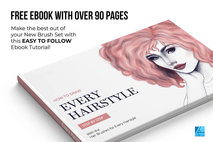 Free ebook tutorial that teaches you to draw curly and wavy hair in affinity designer
