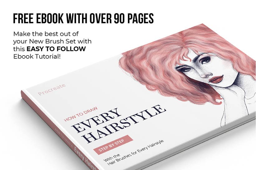 Comes with a free ebook tutorial showing how to draw hair in Procreate