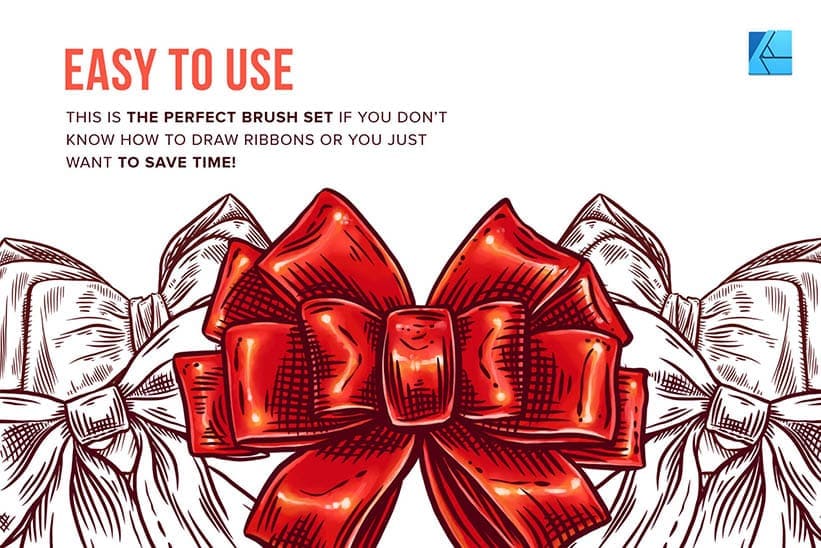 easy to use ribbon stamp brushes for affinity designer