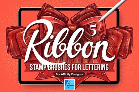 5 Ribbon Lettering Brushes for Affinity Designer - Stamp Brushes