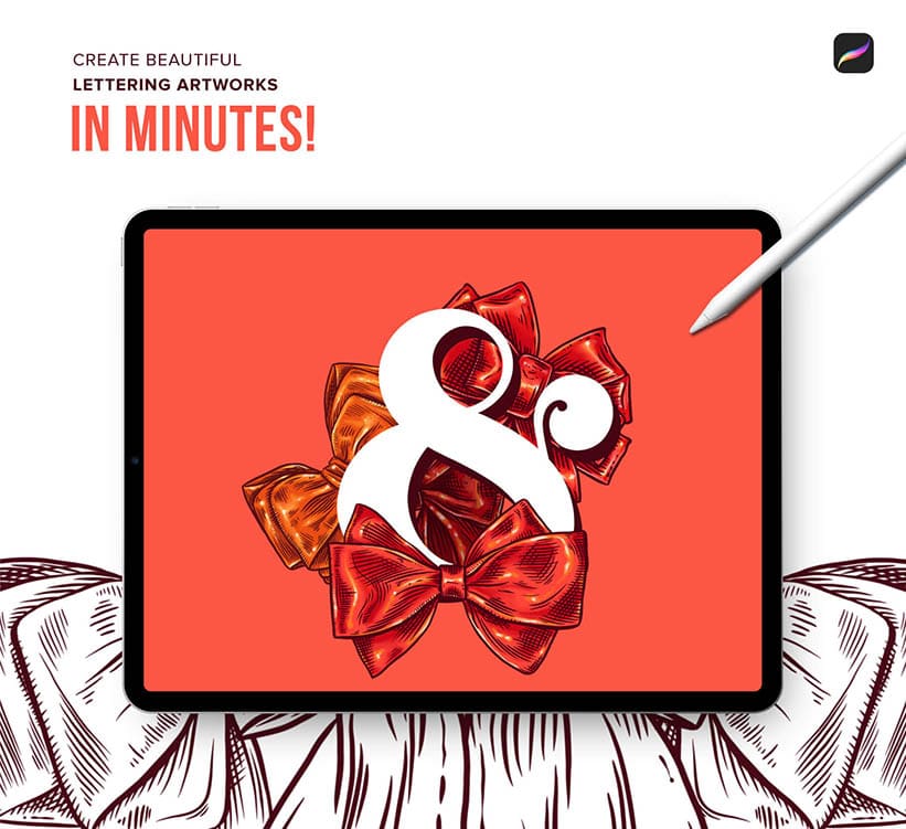 create christmas lettering illustrations fast, and easy with Procreate