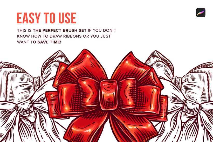 Ribbon procreate brushes that help you draw festive illustrations easy for beginners