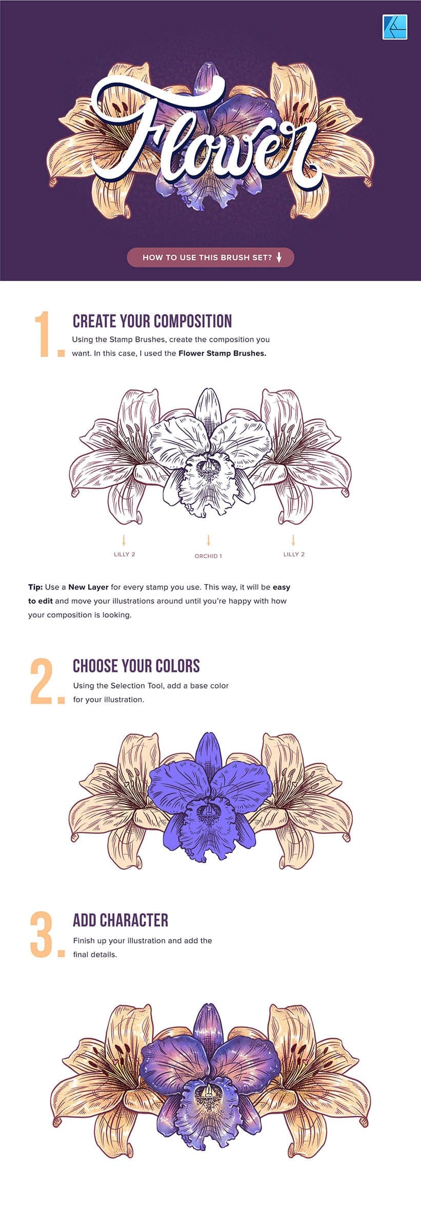 Easiest way to draw flowers in affinity designer