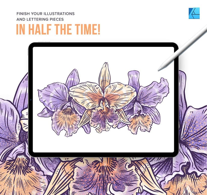 finish your floral lettering artworks in half the time with affinity