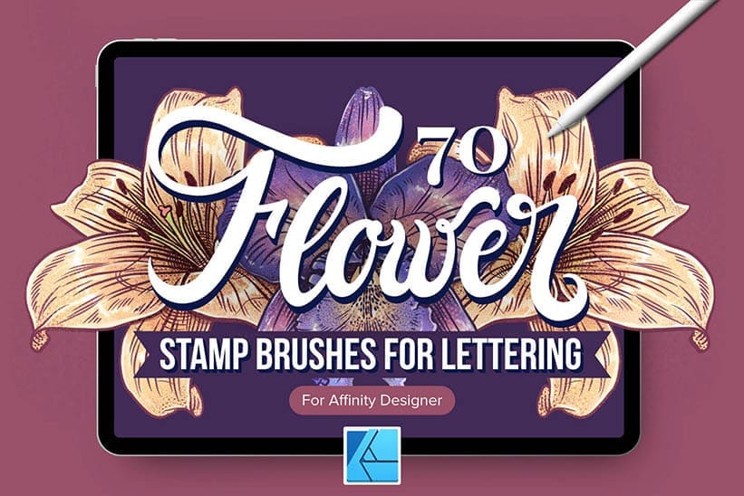 70 Flower Affinity Designer Stamp Brushes for Lettering art, and Digital Art