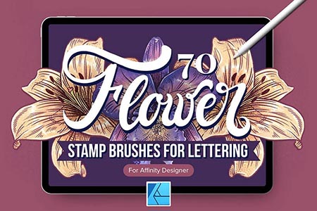 70 Flower Affinity Designer Stamp Brushes for Lettering art, and Digital Art