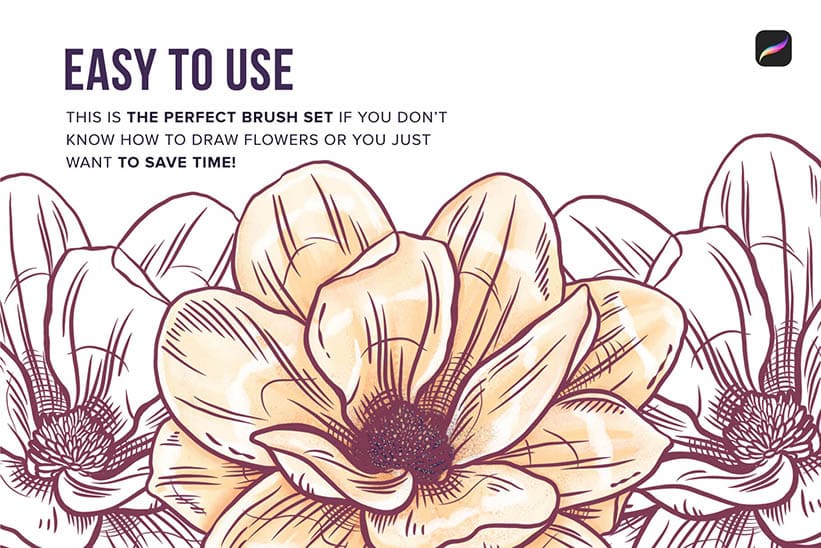 easy to use flower stamp brushes for Procreate