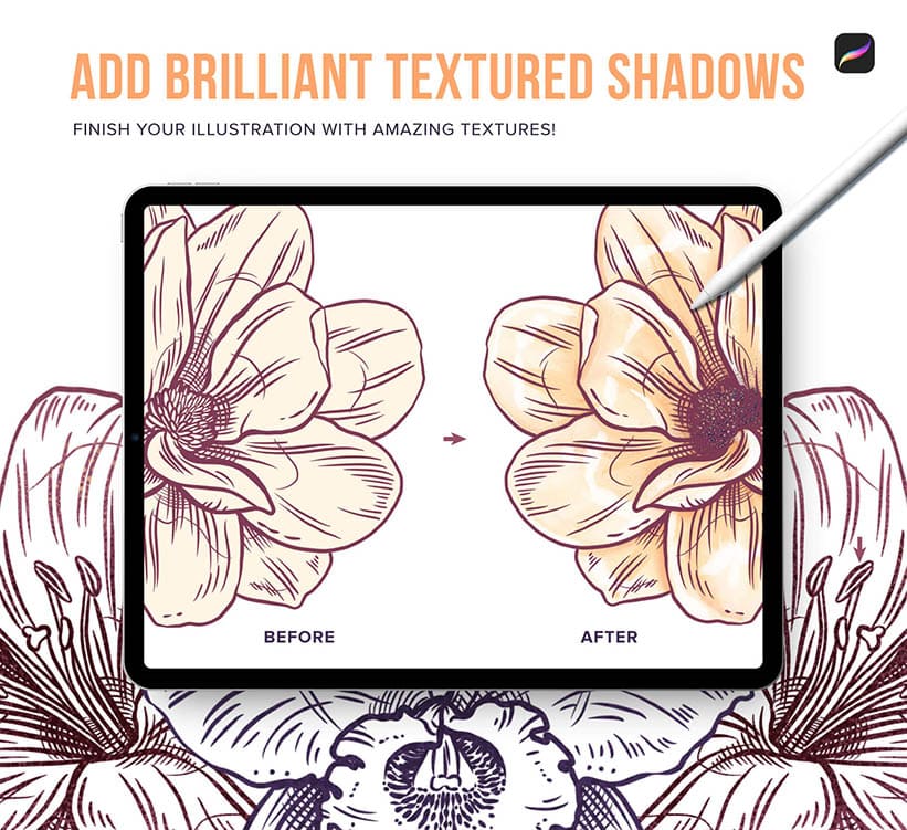 Add textures to your art with the free texture brushes for procreate