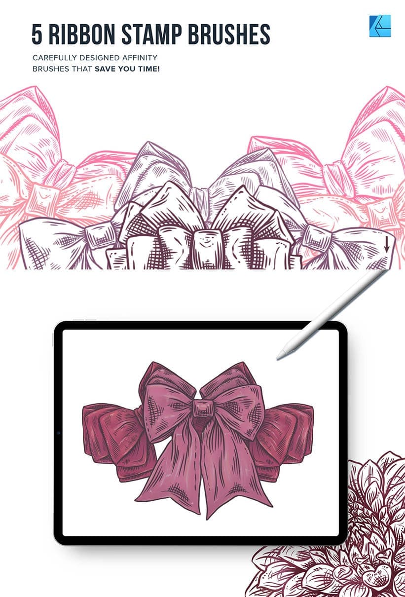 5 ribbon stamp brushes for affinity designer