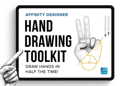 How to draw hands the fast and easy way in affinity designer with this set of hand stamp brushes