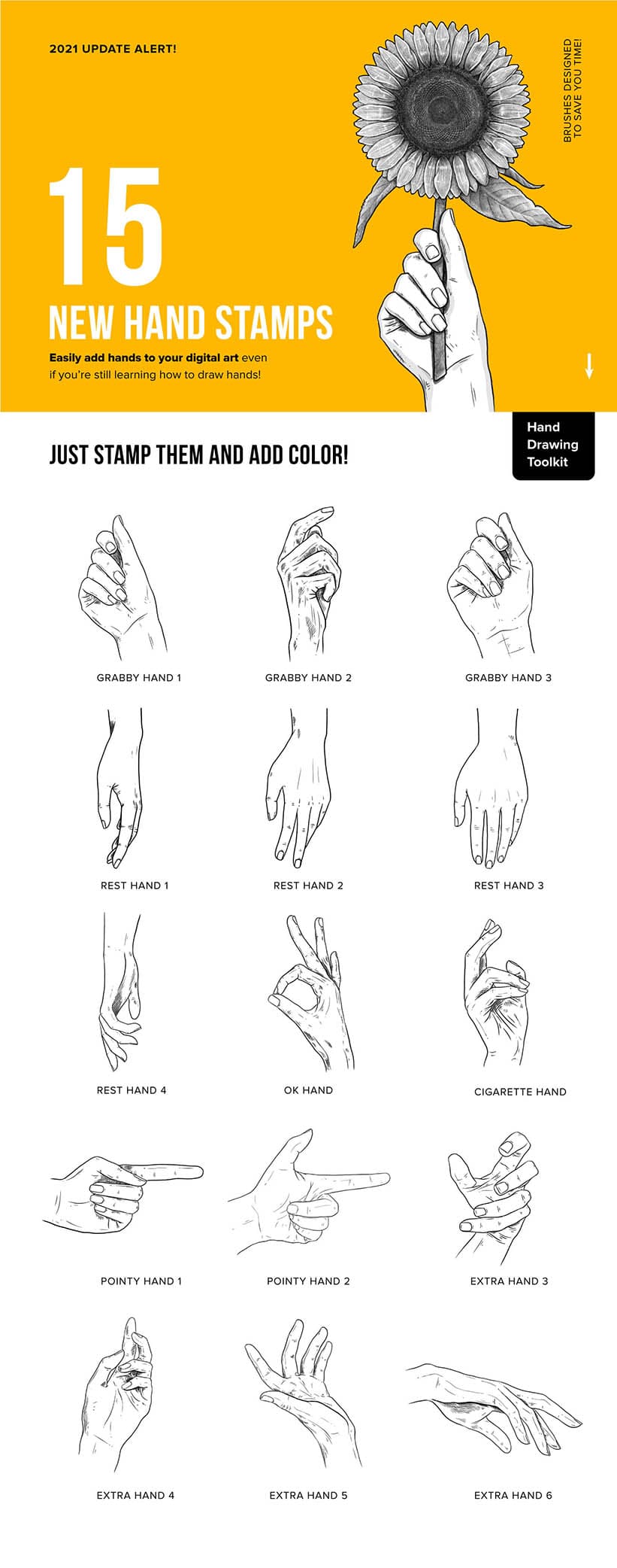 updated hand stamp brushes for procreate