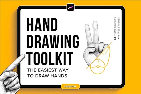 How to draw hands in Procreate with this set of Hand Stamp Procreate Brushes.