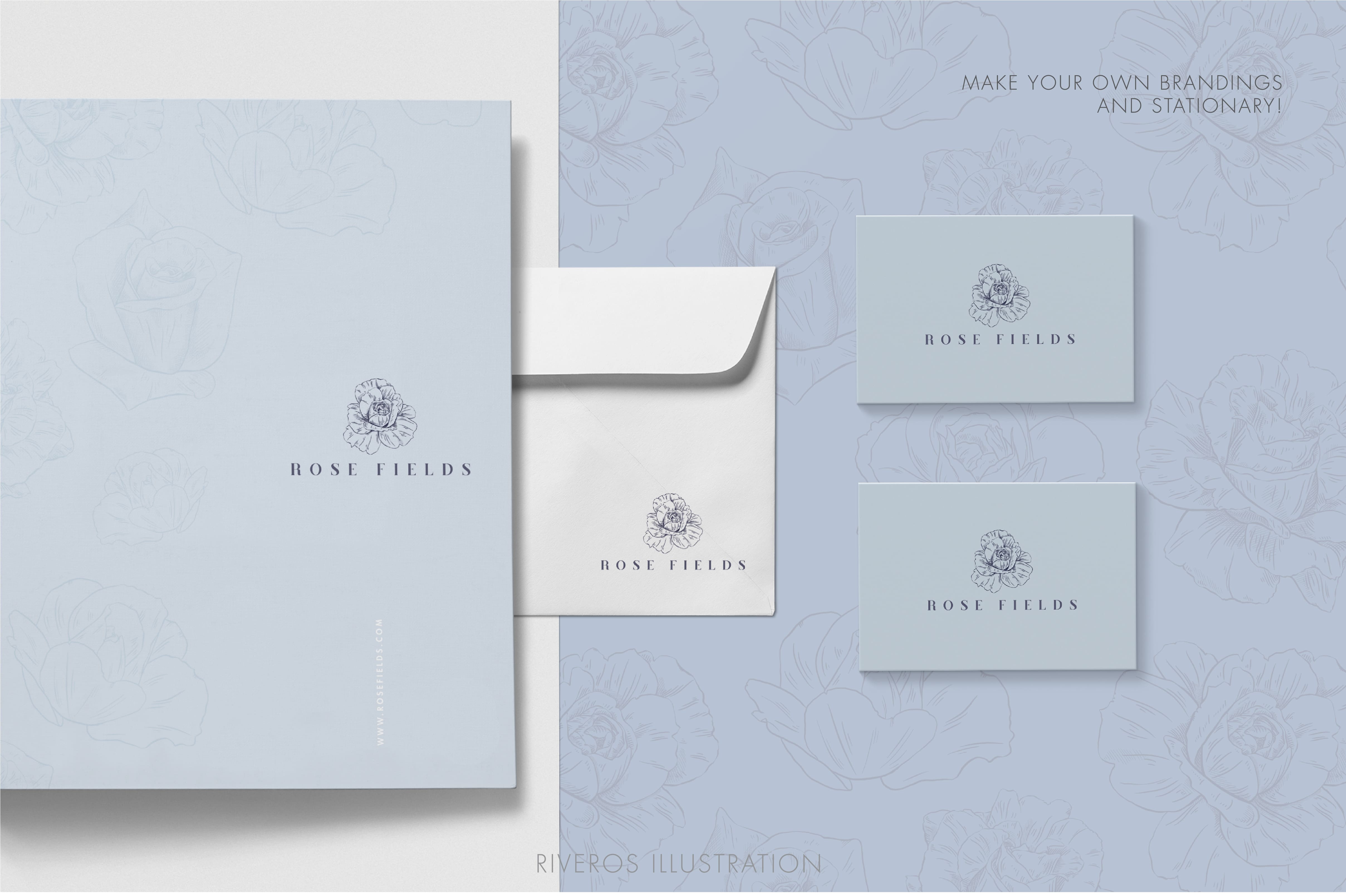 Create your own floral visual identity with this set of floral illustrations