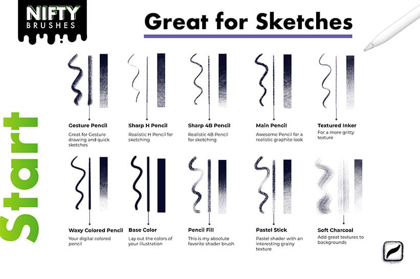 great procreate brushes for sketching