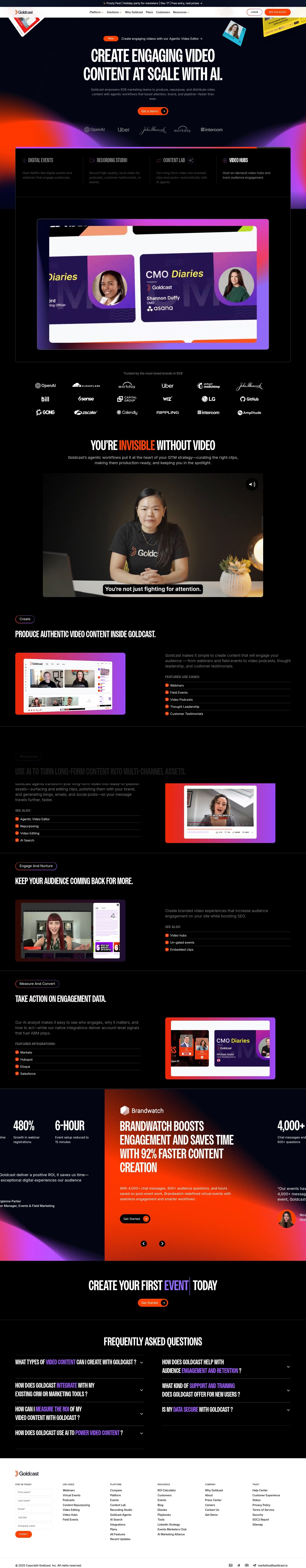 Goldcast page used in the full page test