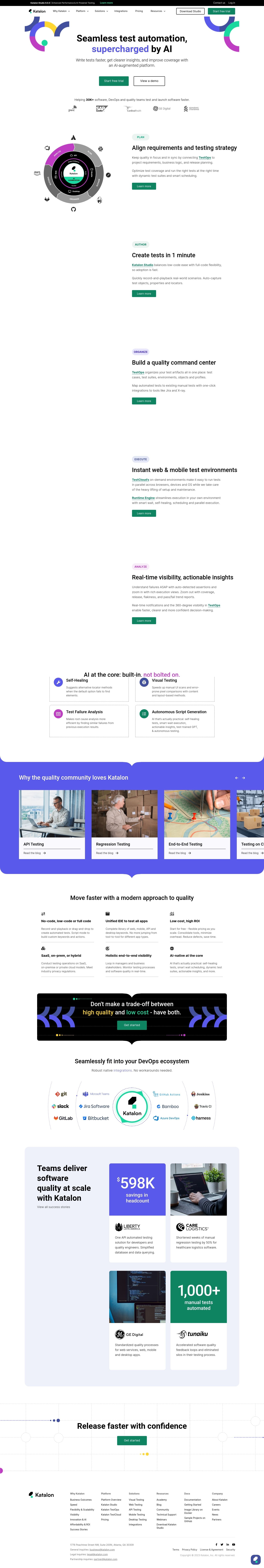 Katalon landing page used in the example test