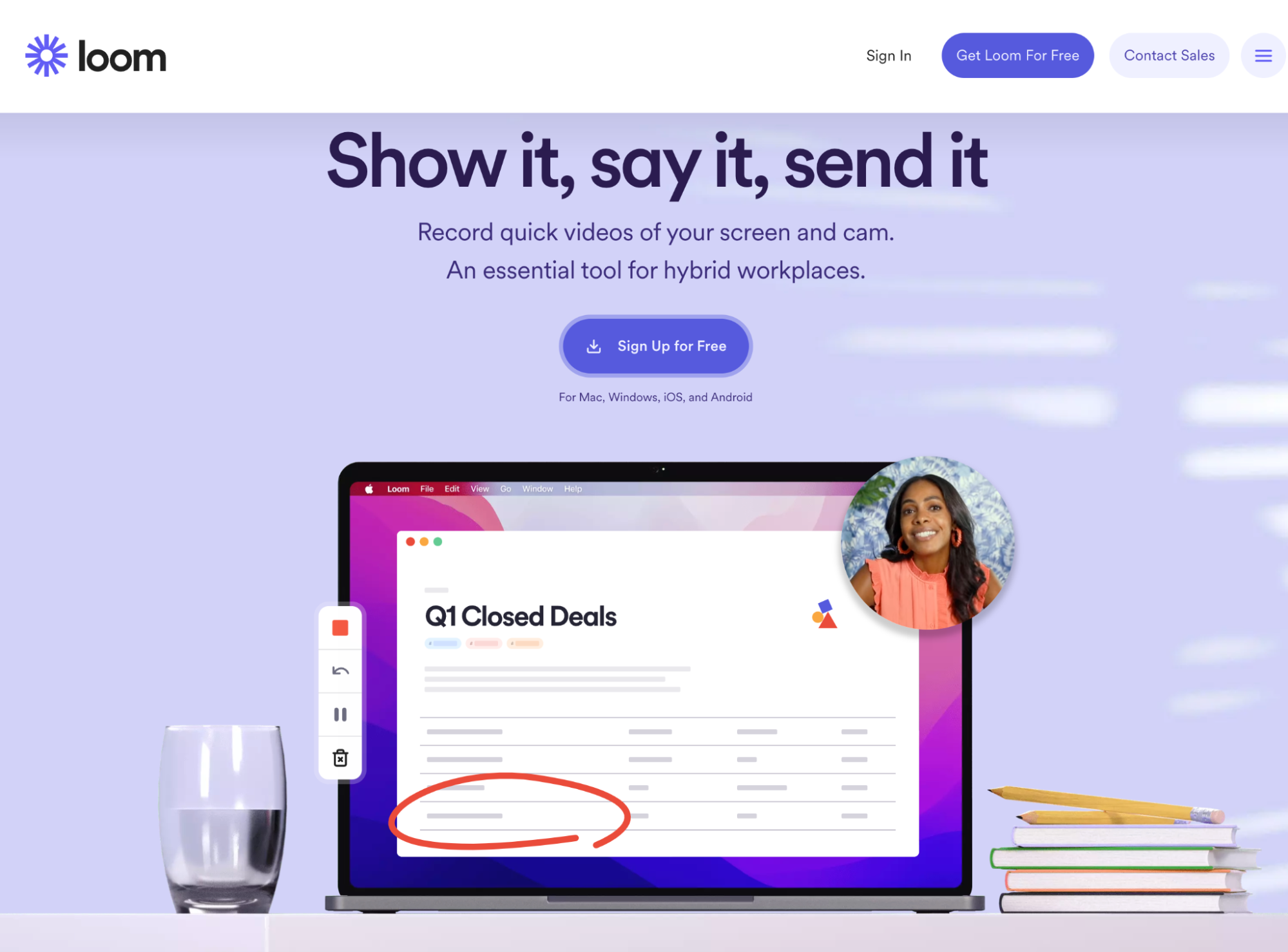 Screenshot of Loom’s Landing Page