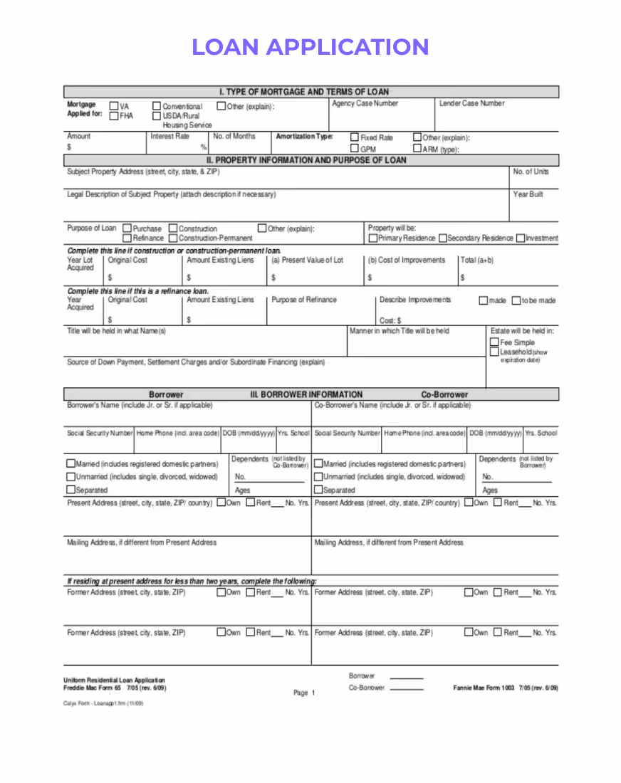 Loan application form with fields for personal, financial, and employment information, along with loan details and authorization for credit check, on a formal template.