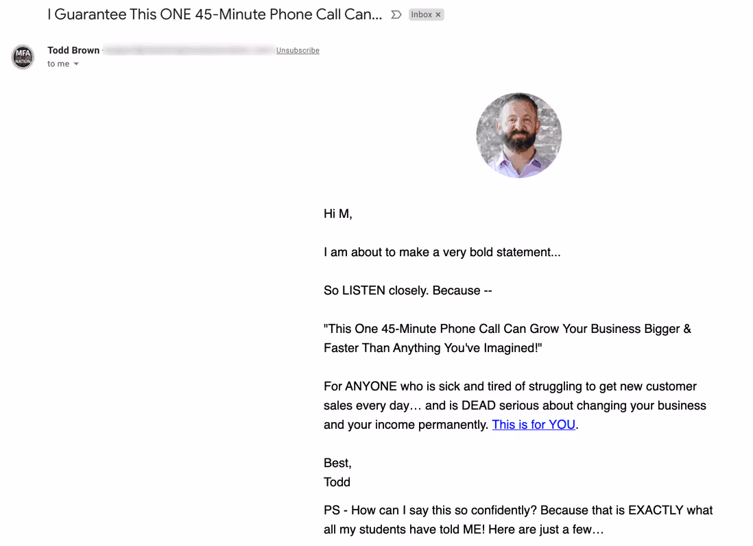 Coaching call invite from Todd Brown