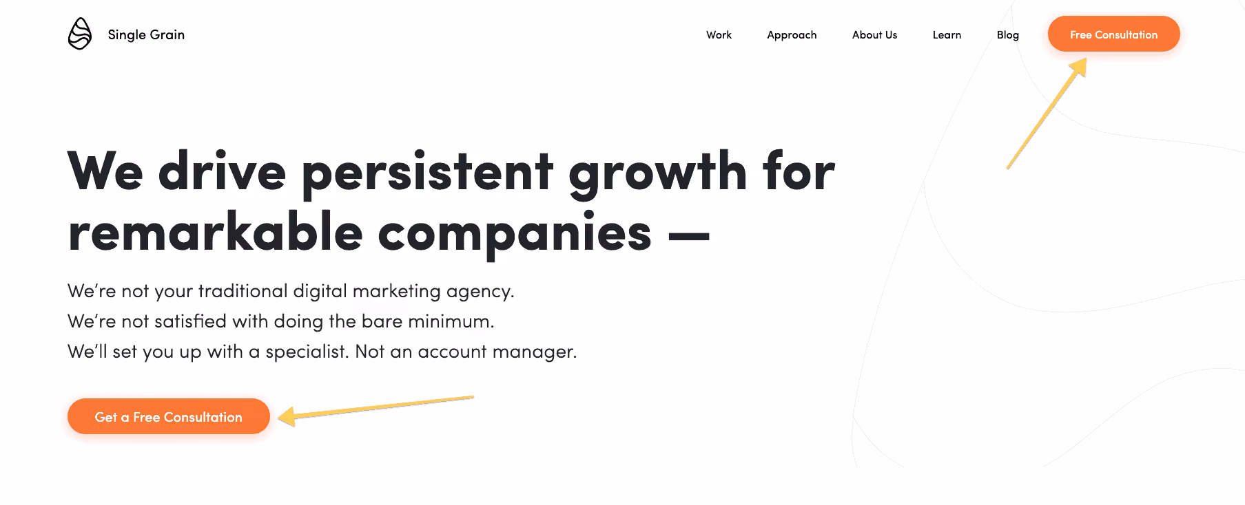Single Grain landing page