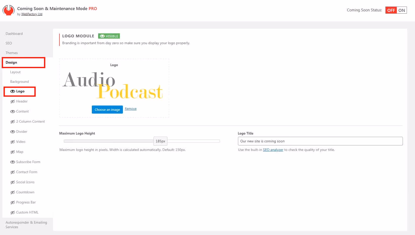 coming soon landing page logo