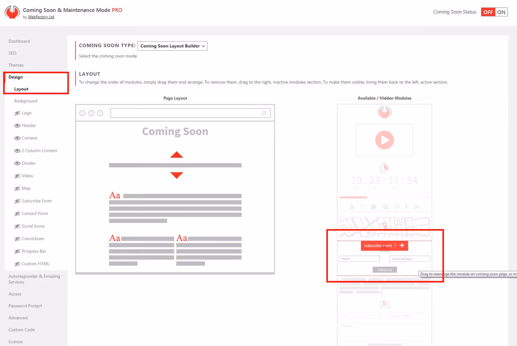 coming soon landing page add subscription