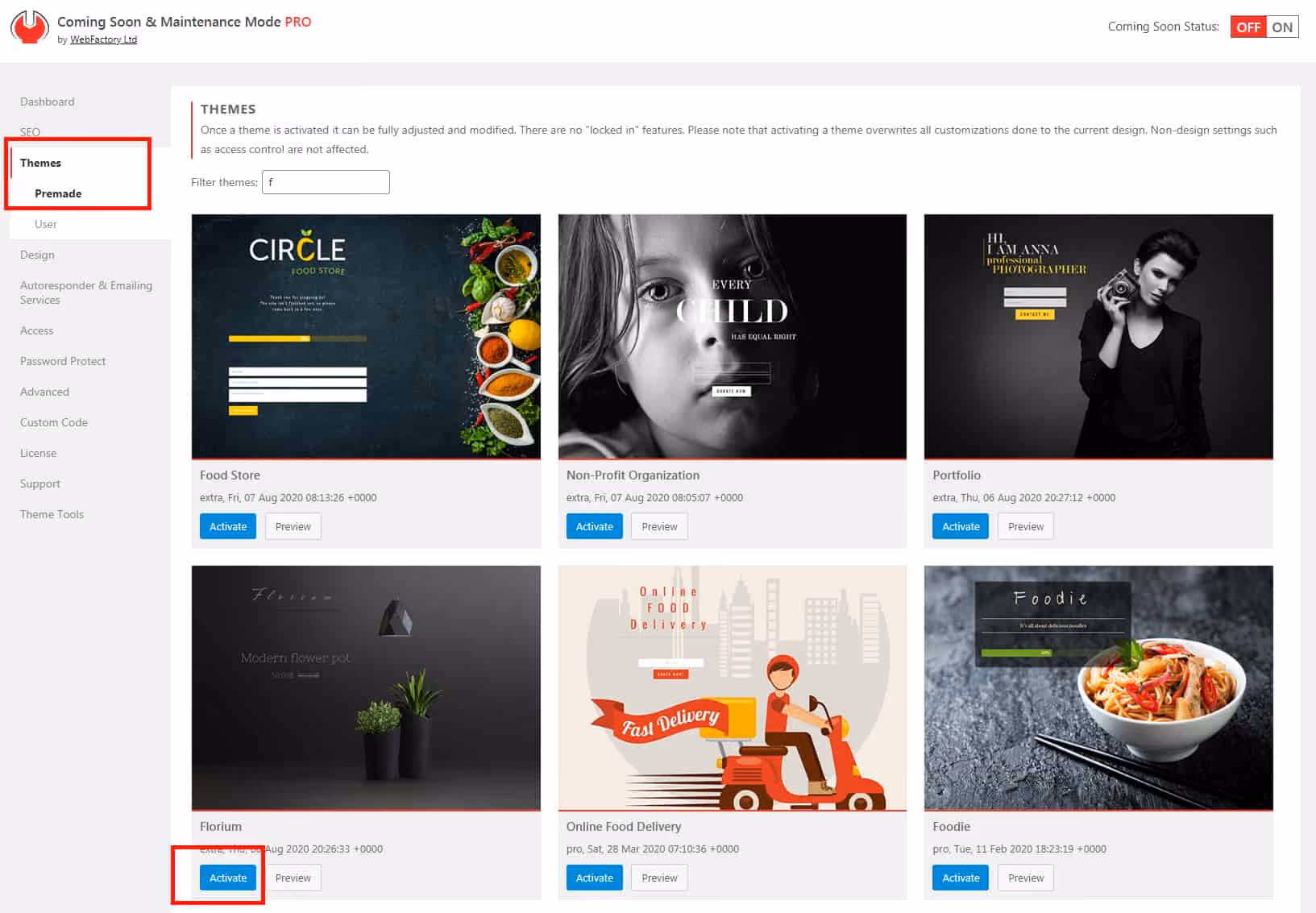 coming soon landing page find theme