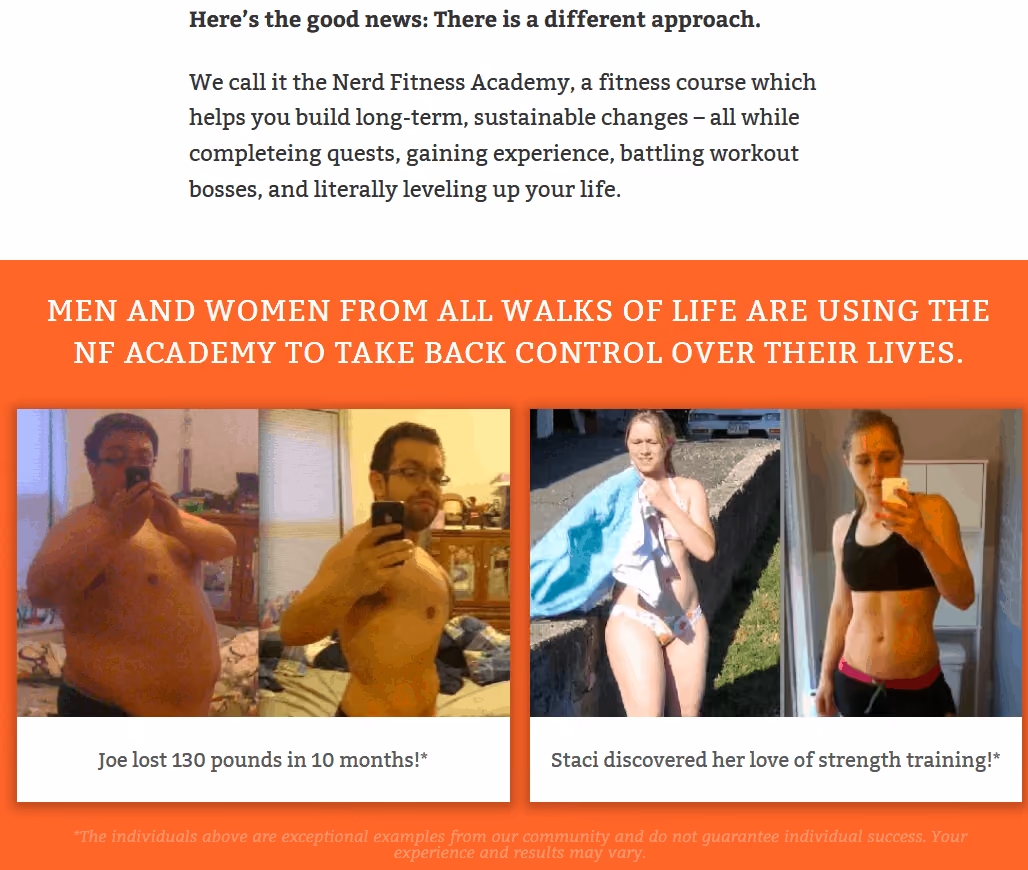 testimonials for Nerd Fitness Academy