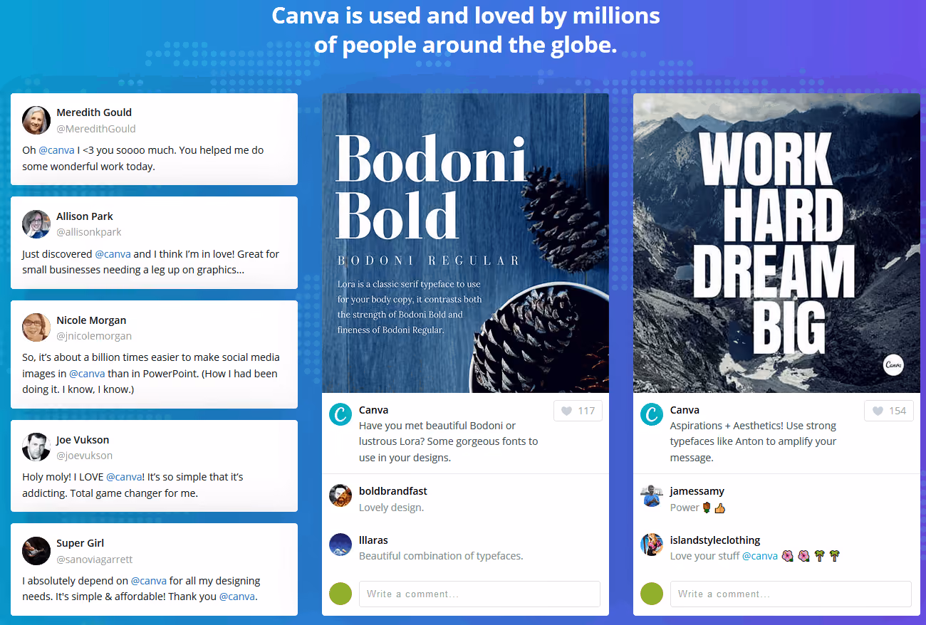 Canva testimonials