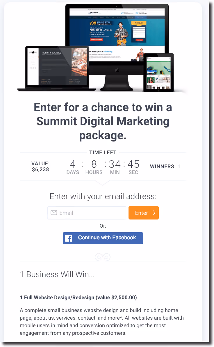 Kingsumo blogpost social media giveaways landing page