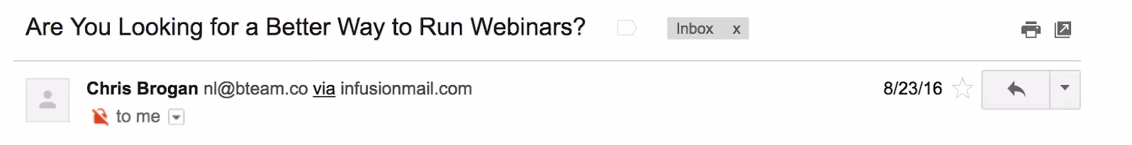 Best Email Subject Lines: Screenshot of email from Better Way