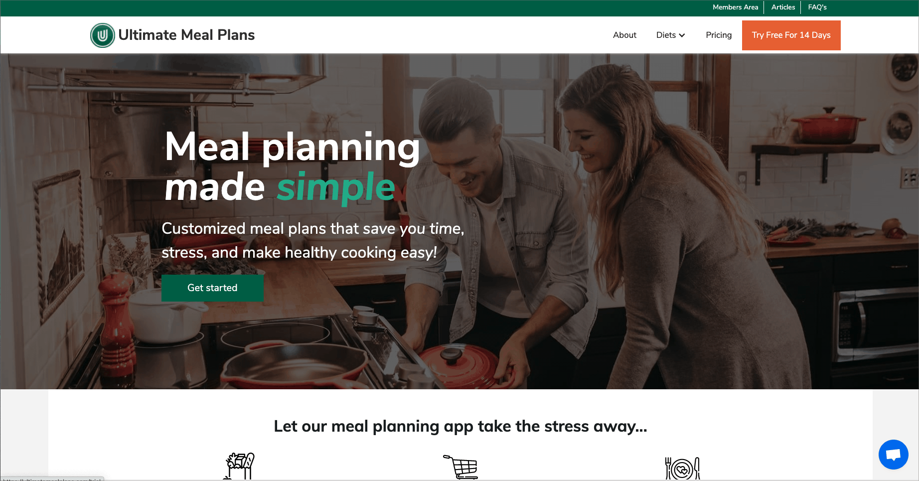Ultimate Meal Plans landing page
