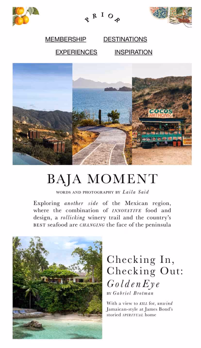 newsletter examples - prior travels