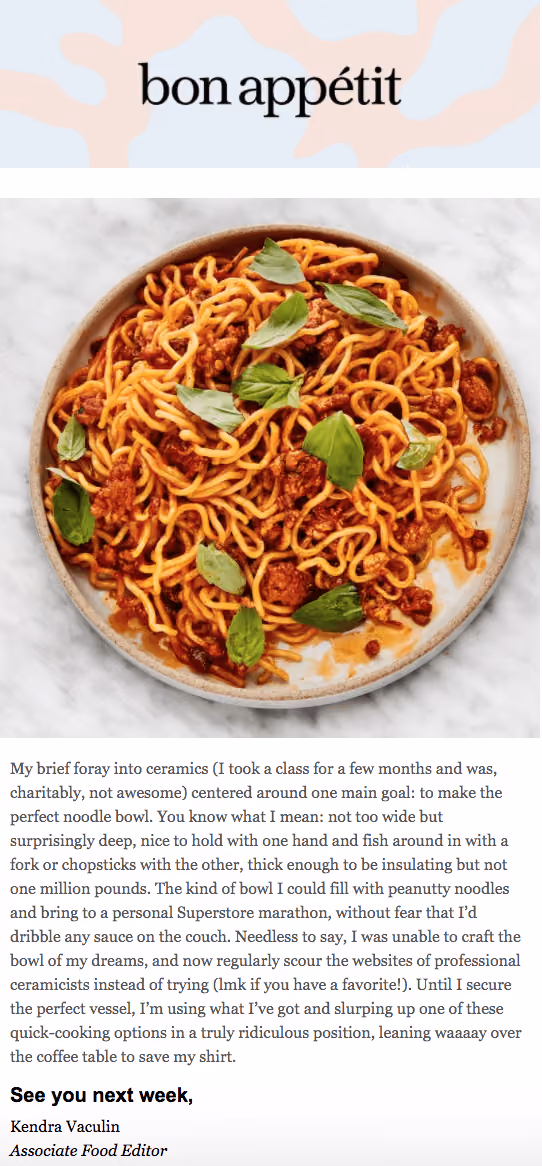 newsletter examples - bon appétit