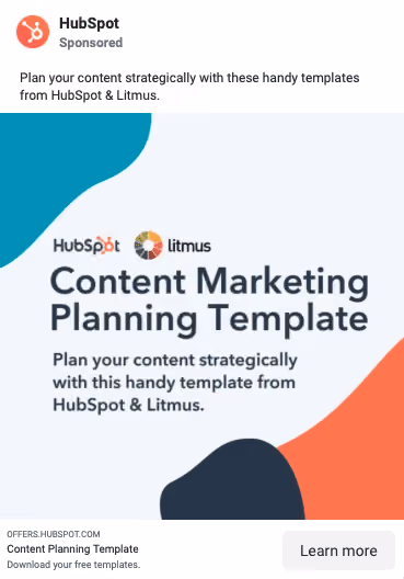 Hubspot's content marketing planning template