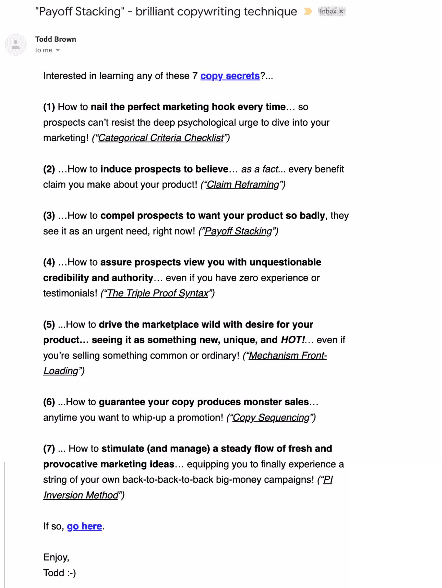 email list from Todd Brown