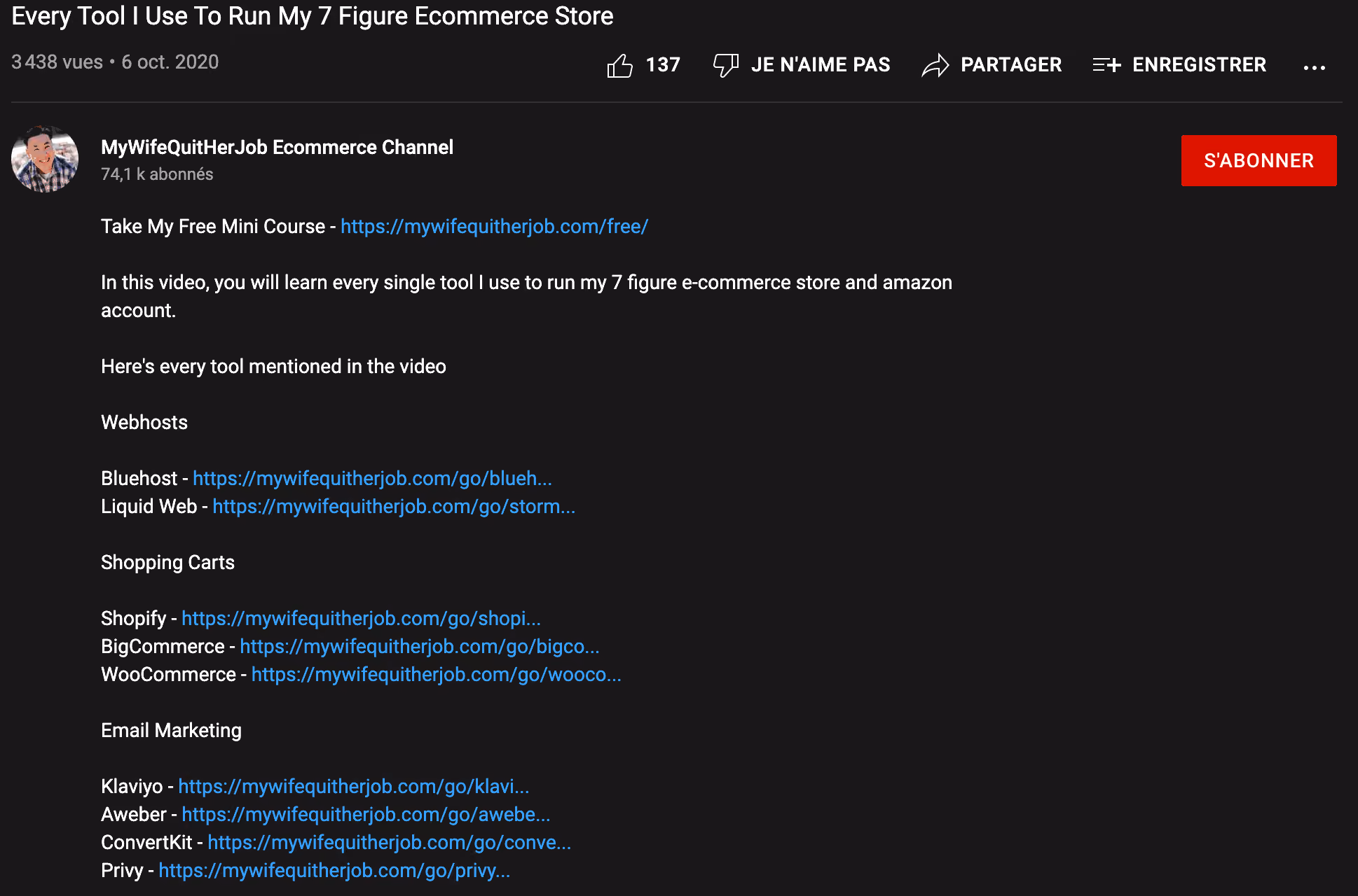 Affiliate partnerships example by MyWifeQuitHerJob Ecommerce Channel