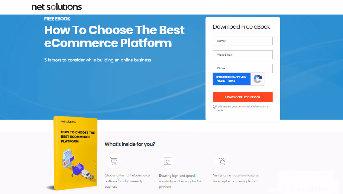 ebook landing page example - Net Solutions' Marketing Strategies