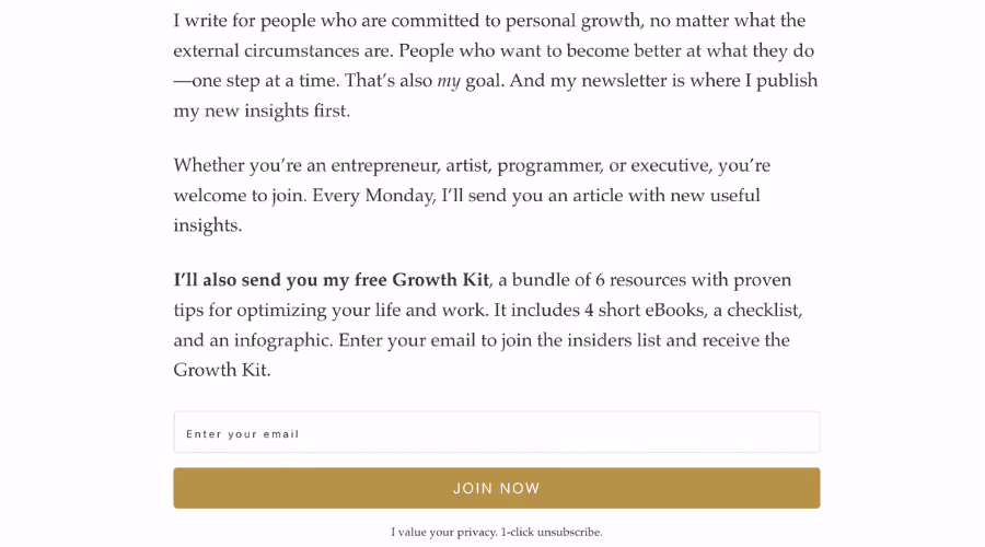 Darius Foroux's newsletter example
