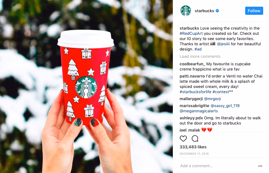 Starbucks's IG feed