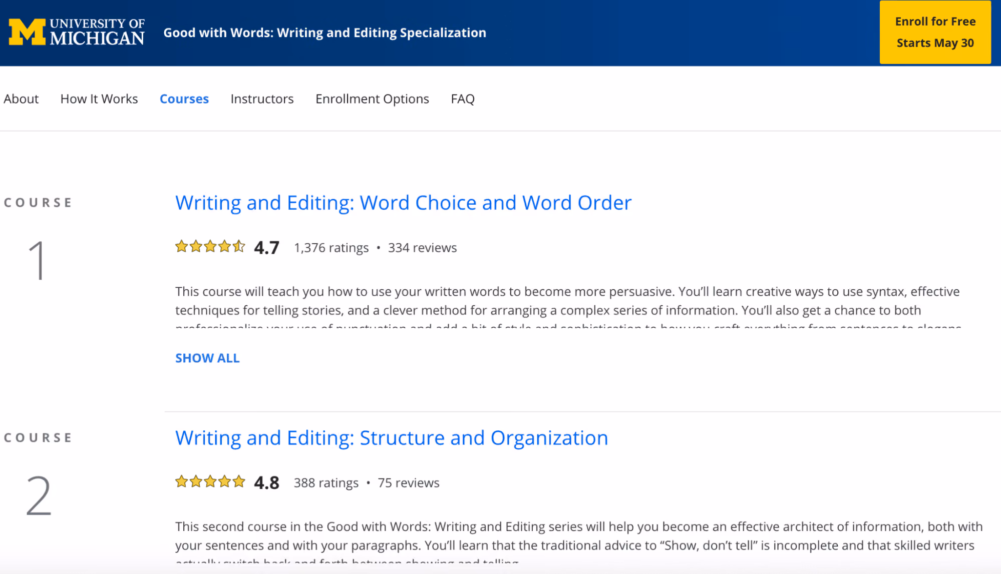 university-led editing courses