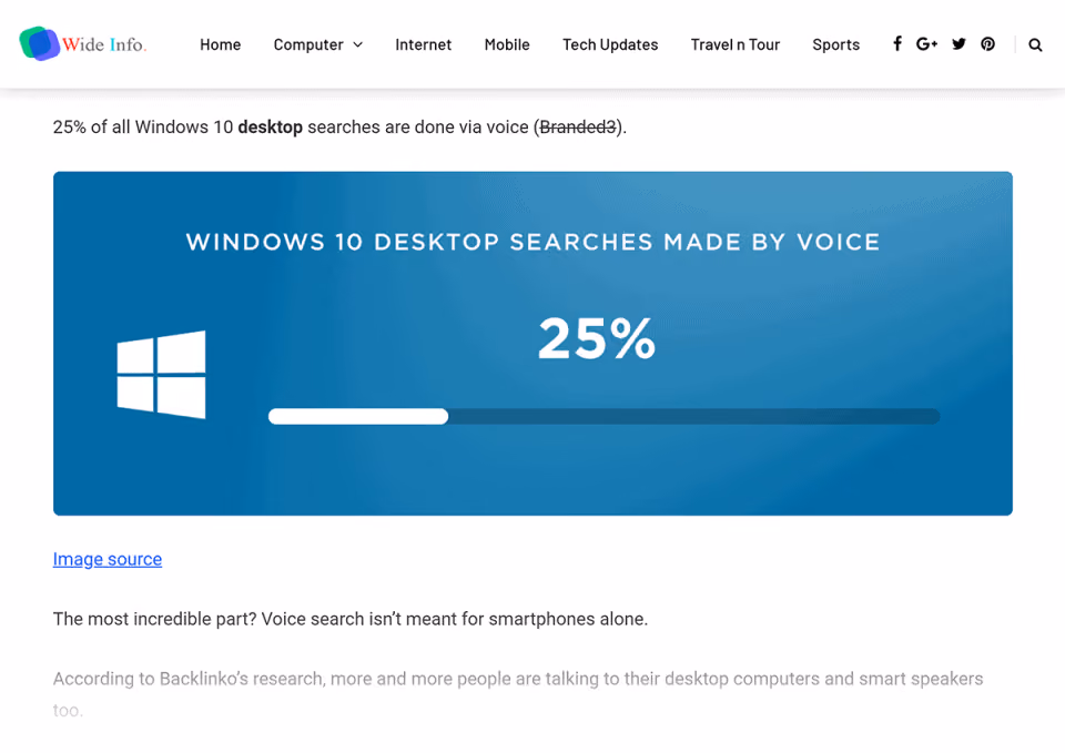 Screenshot of Wide Info blog post