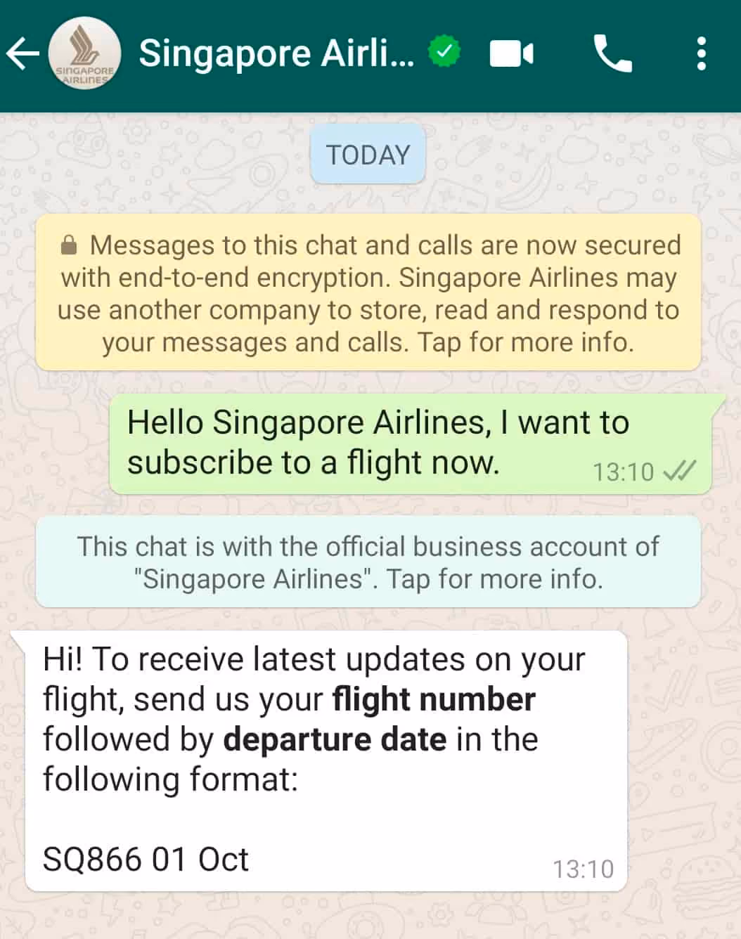 Screenshot of Whatsapp chat