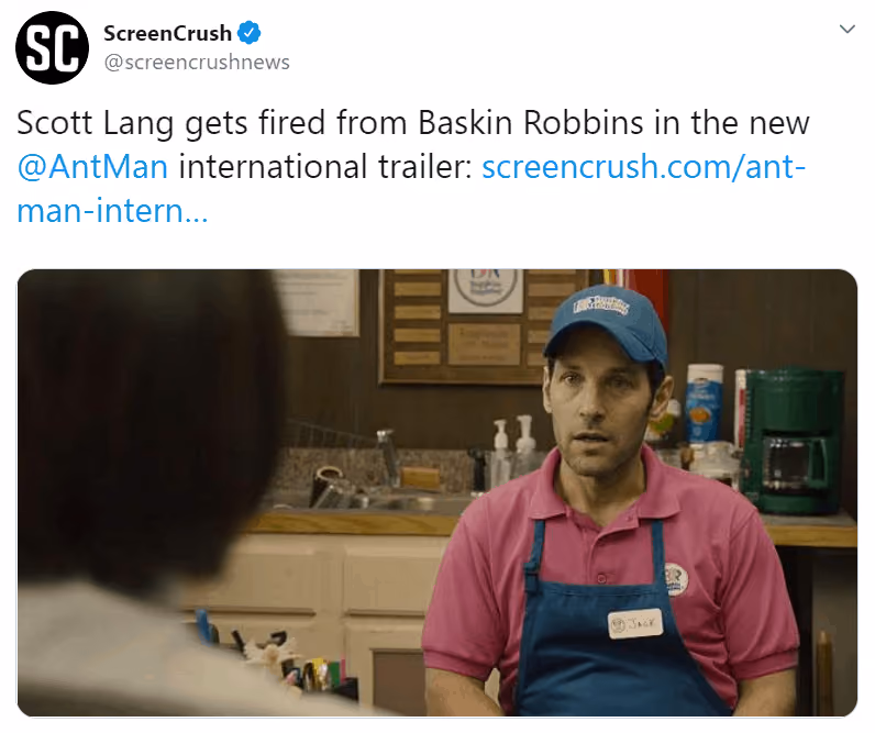 tweet post from Screencrush