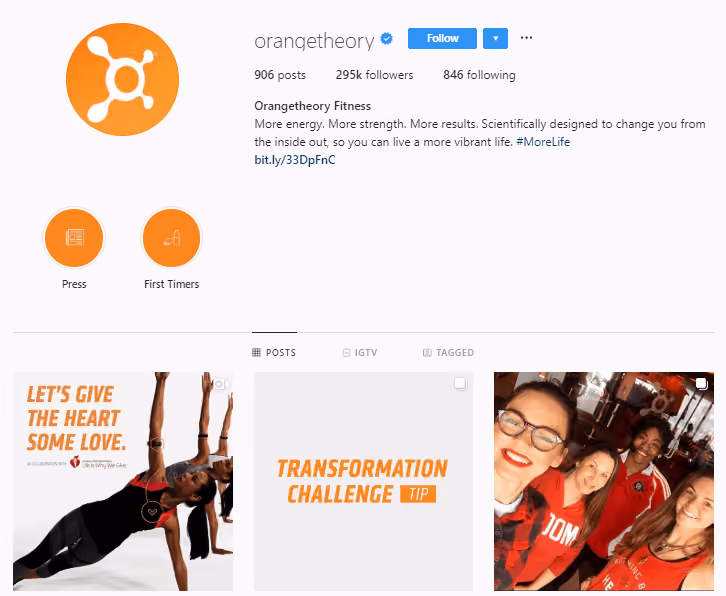Instagram of Orangetheory Fitness