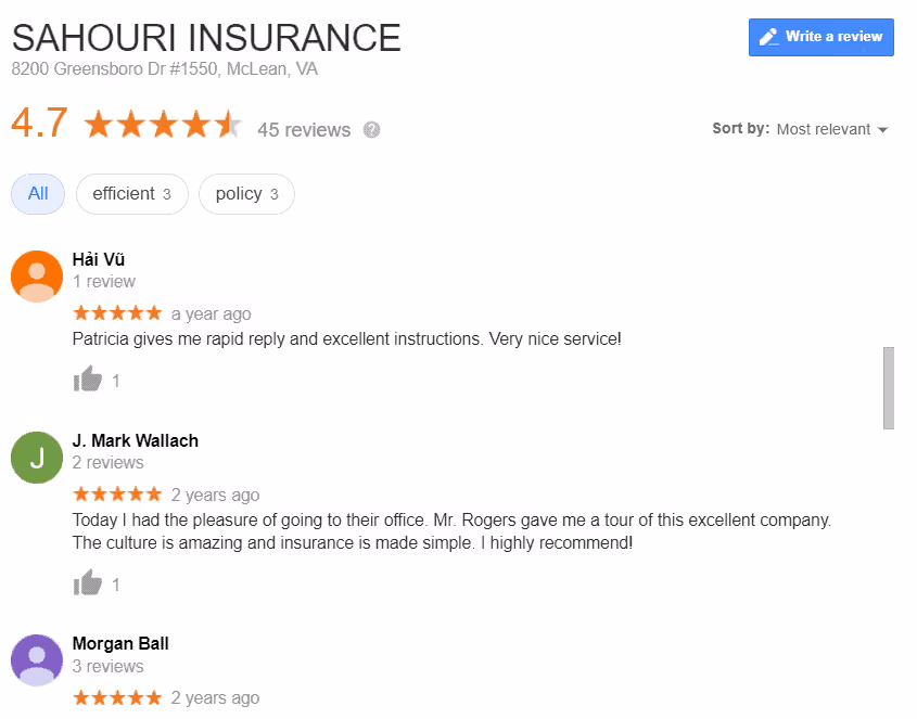 Google reviews