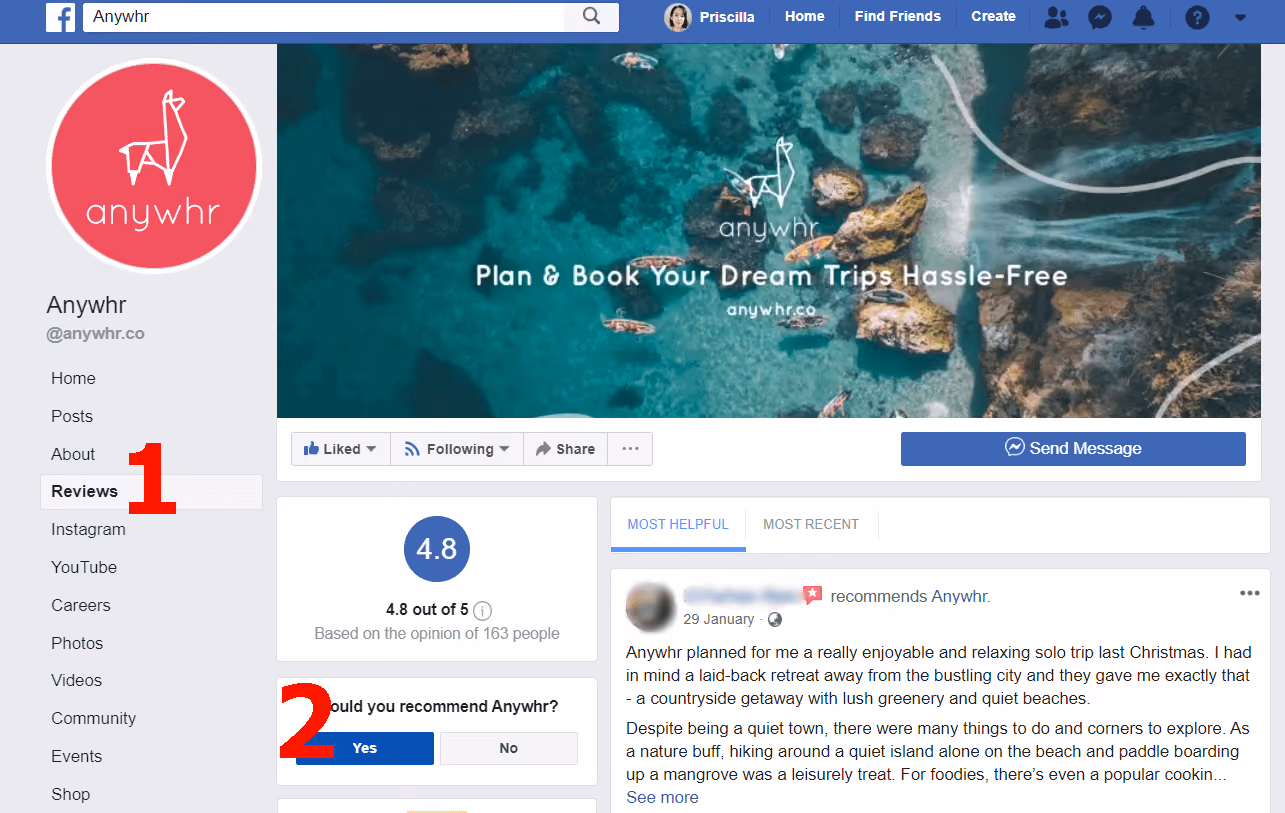 Facebook reviews
