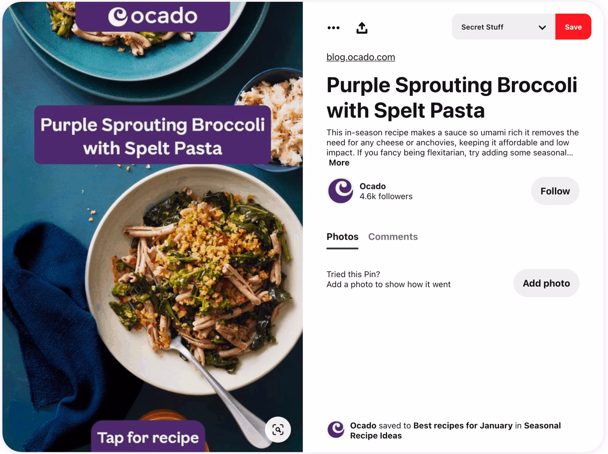 Pinterest image from Ocado
